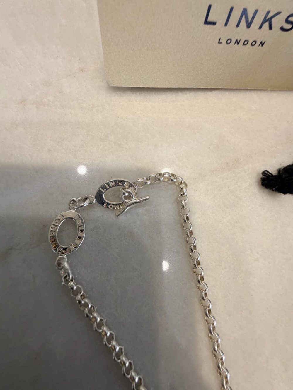 Sterling Silver Padlock Bracelet - Black Charm - Picture 2 of 2